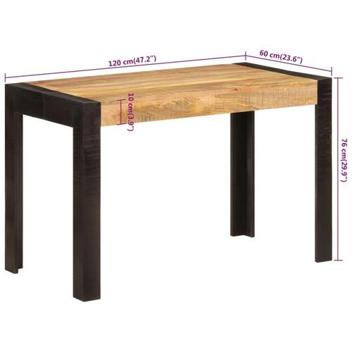 Spisebord 120x60x76 cm massivt mangotræ