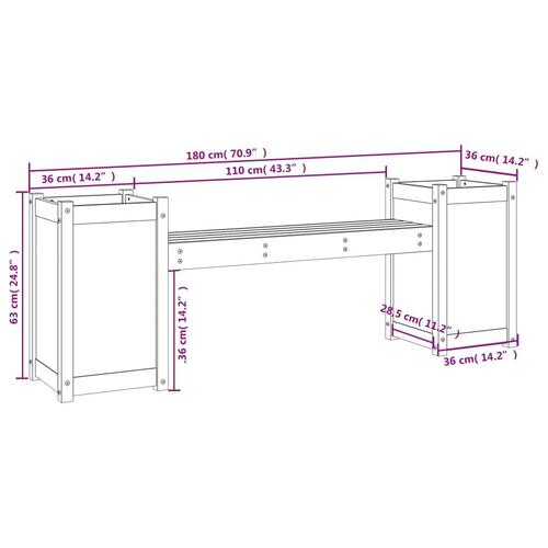 Bænk med plantekasser 180x36x63 cm massivt douglasgran