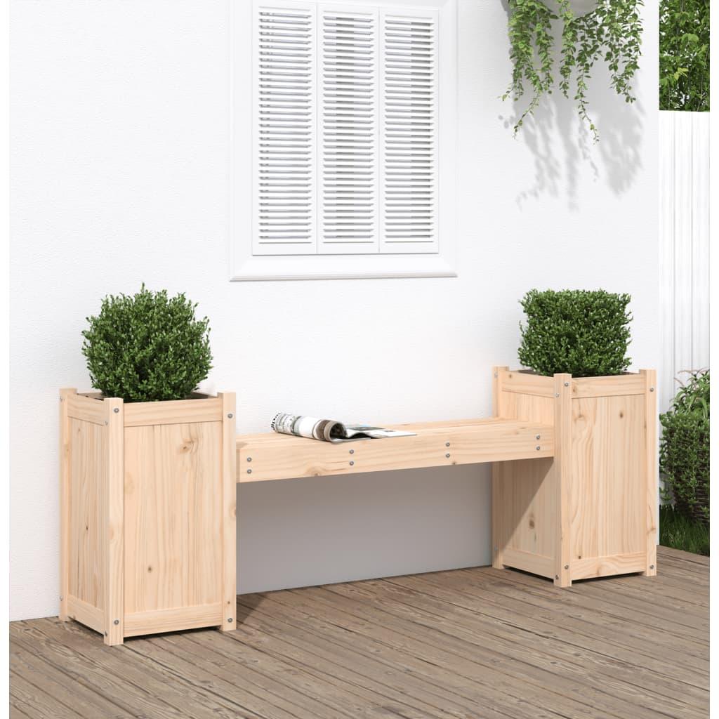 Bænk med plantekasser 180x36x63 cm massivt fyrretræ