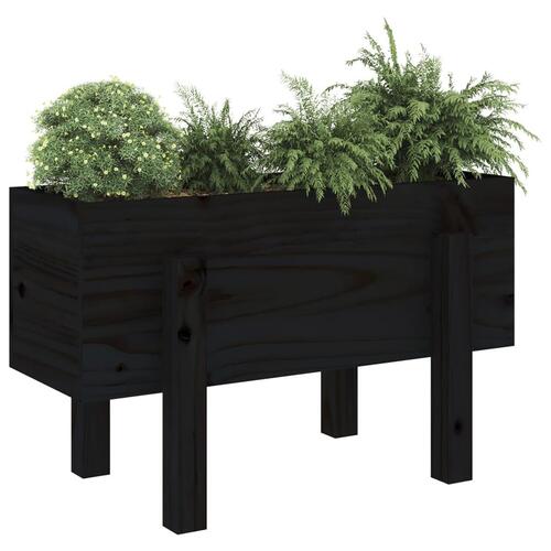 Plantekasse 62x30x38 cm massivt fyrretræ sort