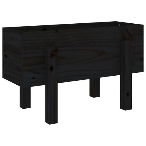 Plantekasse 62x30x38 cm massivt fyrretræ sort