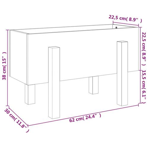 Plantekasse 62x30x38 cm massivt fyrretræ sort