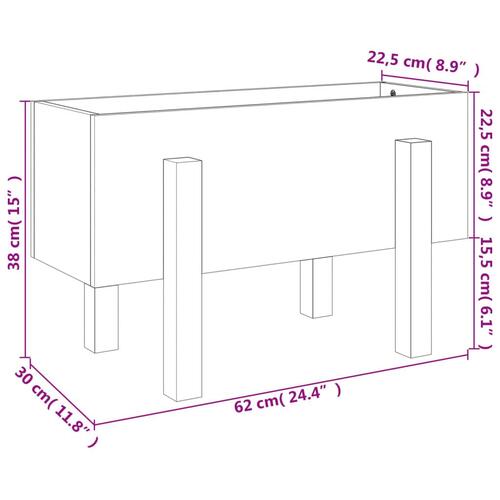Plantekasse 62x30x38 cm massivt fyrretræ