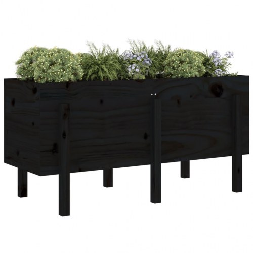 Højbed 121x50x57 cm massivt fyrretræ sort