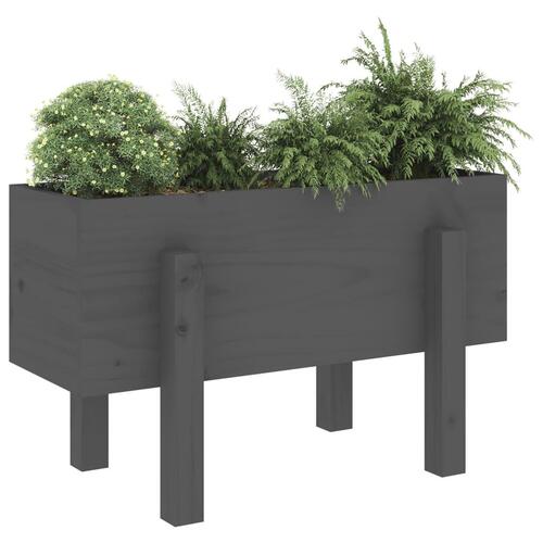 Plantekasse 62x30x38 cm massivt fyrretræ grå