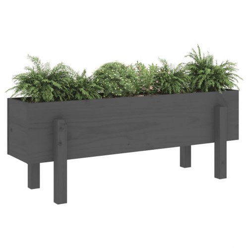 Højbed 101x30x38 cm massivt fyrretræ grå