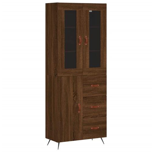 Højskab 69,5x34x180 cm konstrueret træ brun egetræsfarve