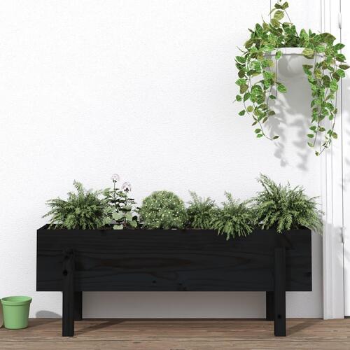 Højbed 101x30x38 cm massivt fyrretræ sort