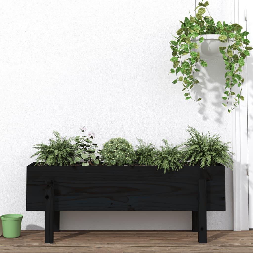 Højbed 101x30x38 cm massivt fyrretræ sort