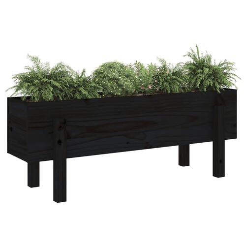 Højbed 101x30x38 cm massivt fyrretræ sort