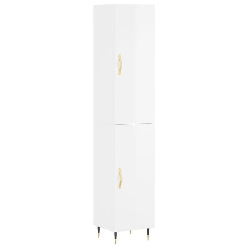Skab 34,5x34x180 cm konstrueret træ hvid højglans