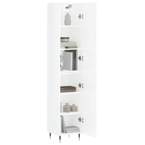 Skab 34,5x34x180 cm konstrueret træ hvid højglans