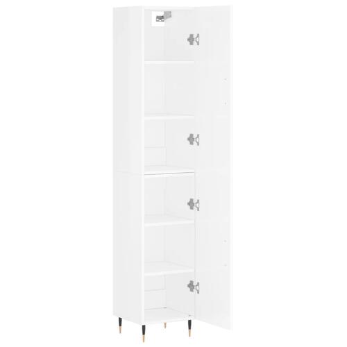 Skab 34,5x34x180 cm konstrueret træ hvid højglans