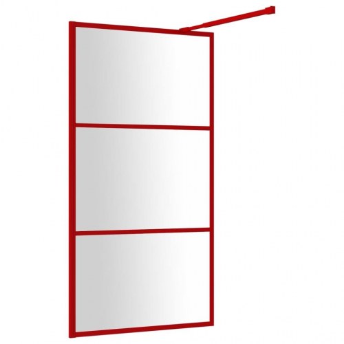Brusevæg 100x195 cm klart sikkerhedsglas rød