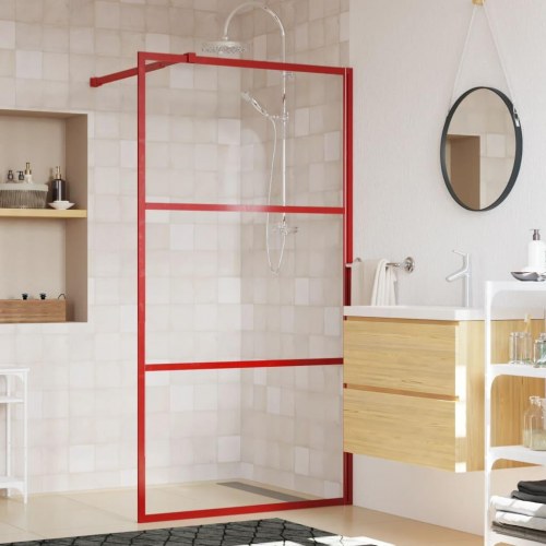 Brusevæg 115x195 cm klart sikkerhedsglas rød