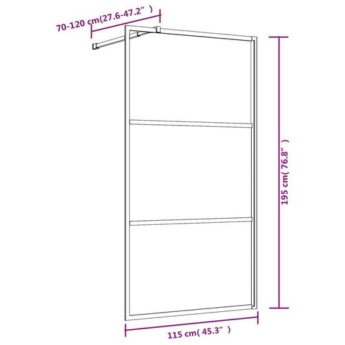 Brusevæg 115x195 cm klart sikkerhedsglas guldfarvet