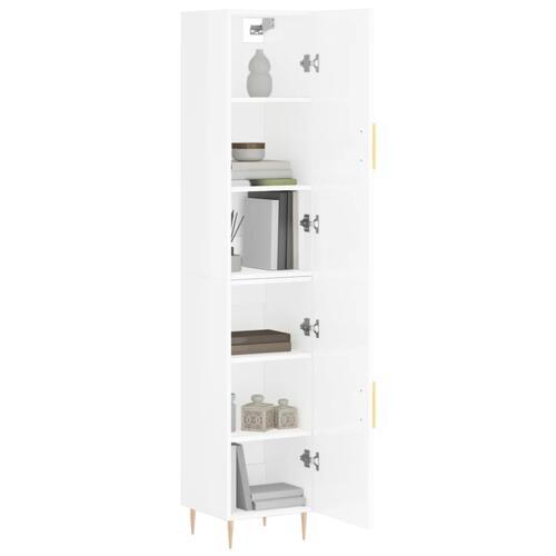 Skab 34,5x34x180 cm konstrueret træ hvid højglans