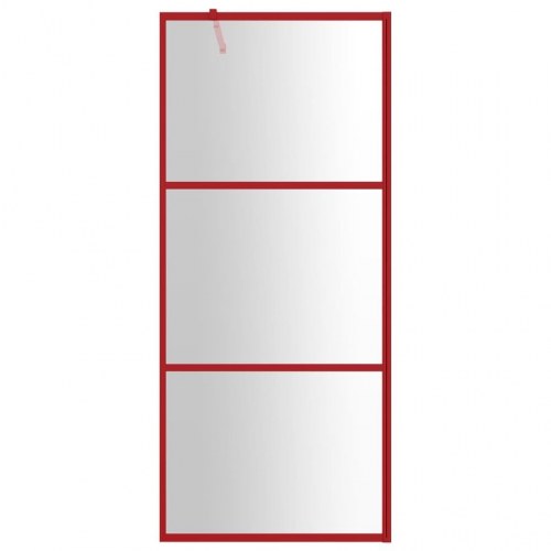 Brusevæg 80x195 cm klart sikkerhedsglas rød