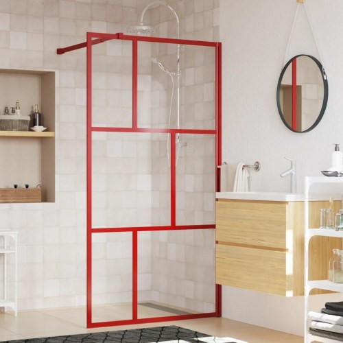 Brusevæg 100x195 cm klart sikkerhedsglas rød