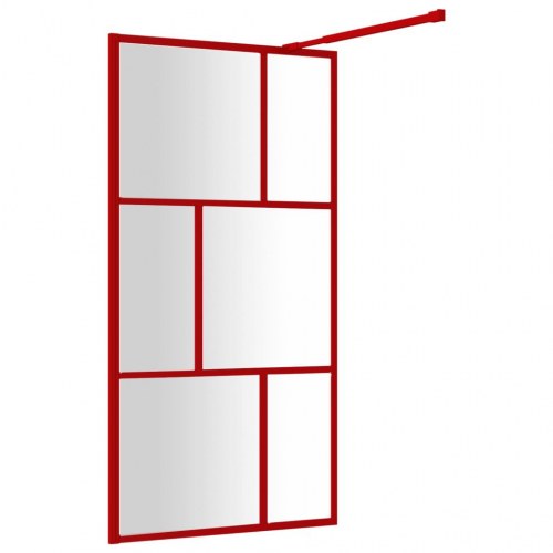 Brusevæg 115×195 cm i klart sikkerhedsglas - rød ramme