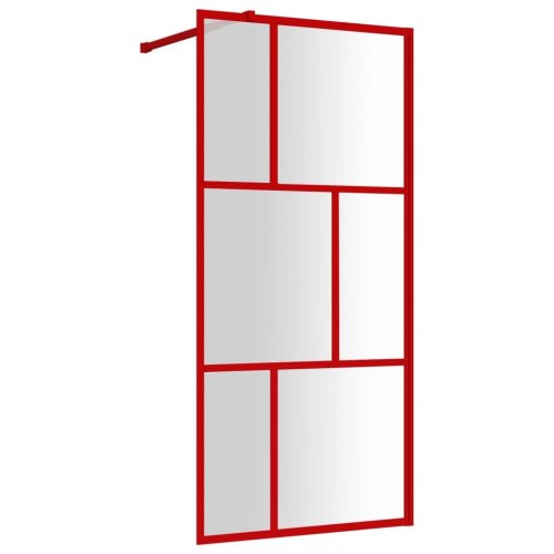 Brusevæg 90x195 cm klart sikkerhedsglas rød