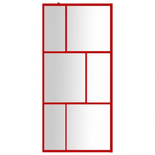 Brusevæg 90x195 cm klart sikkerhedsglas rød