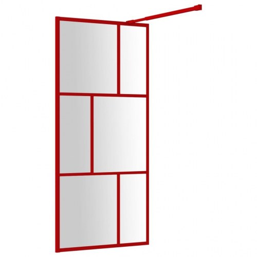 Brusevæg 90x195 cm klart sikkerhedsglas rød