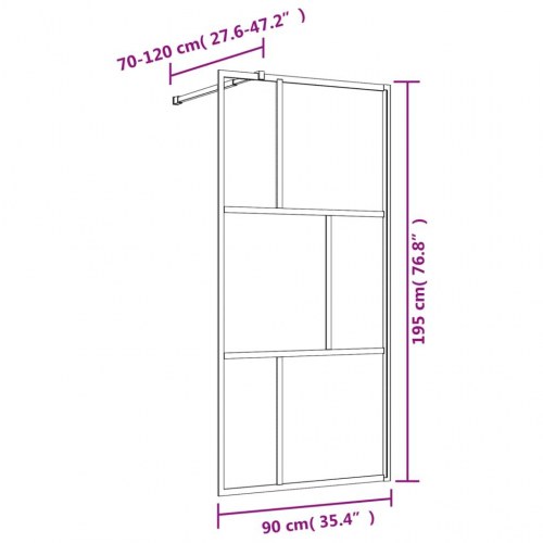 Brusevæg 90x195 cm klart sikkerhedsglas rød
