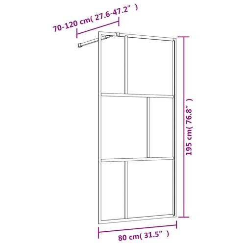 Brusevæg 80x195 cm klart sikkerhedsglas guldfarvet
