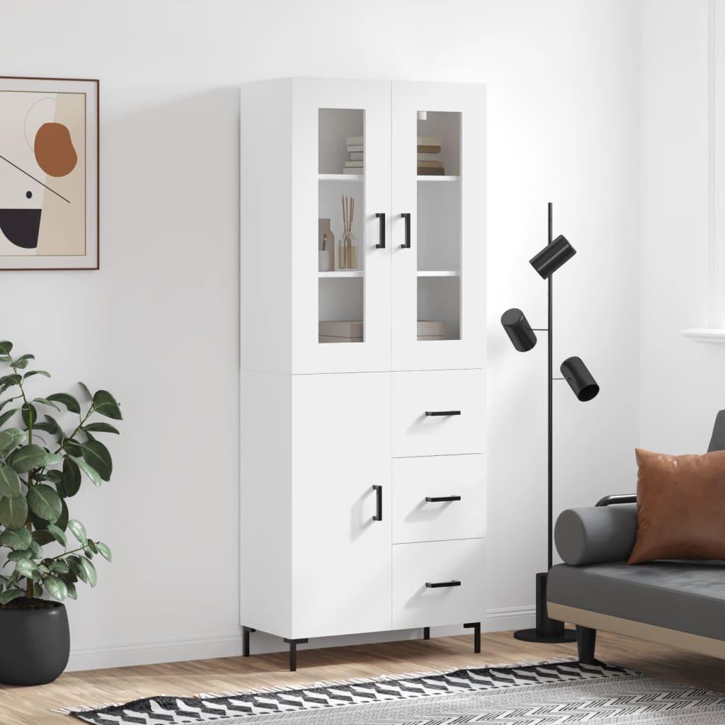 Højskab 69,5x34x180 cm konstrueret træ hvid