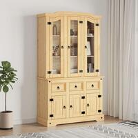 Skænk Corona 112x43x196 cm massivt mexicansk fyrretræ brun