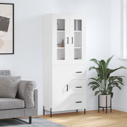 Højskab 69,5x34x180 cm konstrueret træ hvid