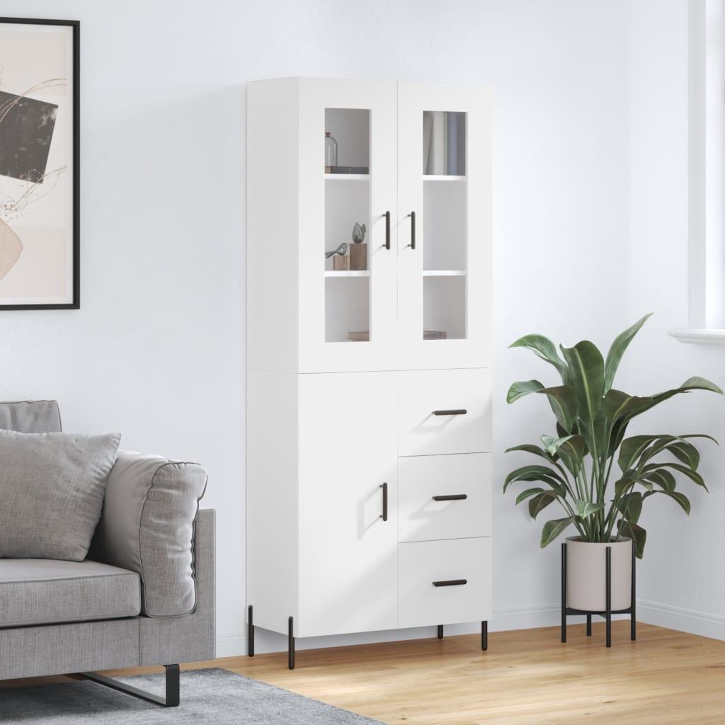 Højskab 69,5x34x180 cm konstrueret træ hvid