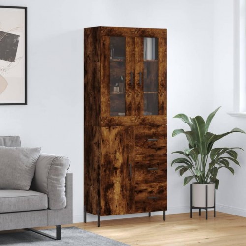 Højskab 69,5x34x180 cm konstrueret træ røget egetræsfarve