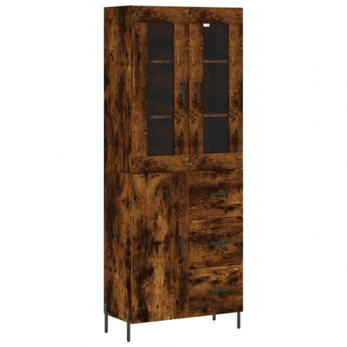 Højskab 69,5x34x180 cm konstrueret træ røget egetræsfarve