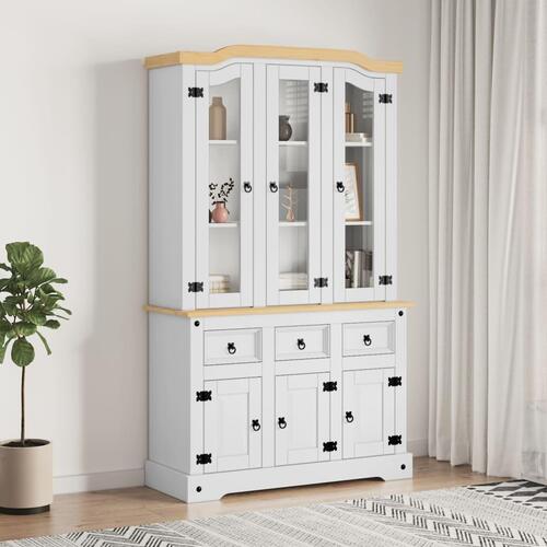 Skænk Corona 112x43x196 cm massivt mexicansk fyrretræ hvid