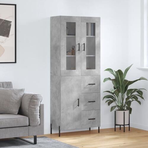 Højskab 69,5x34x180 cm konstrueret træ betongrå