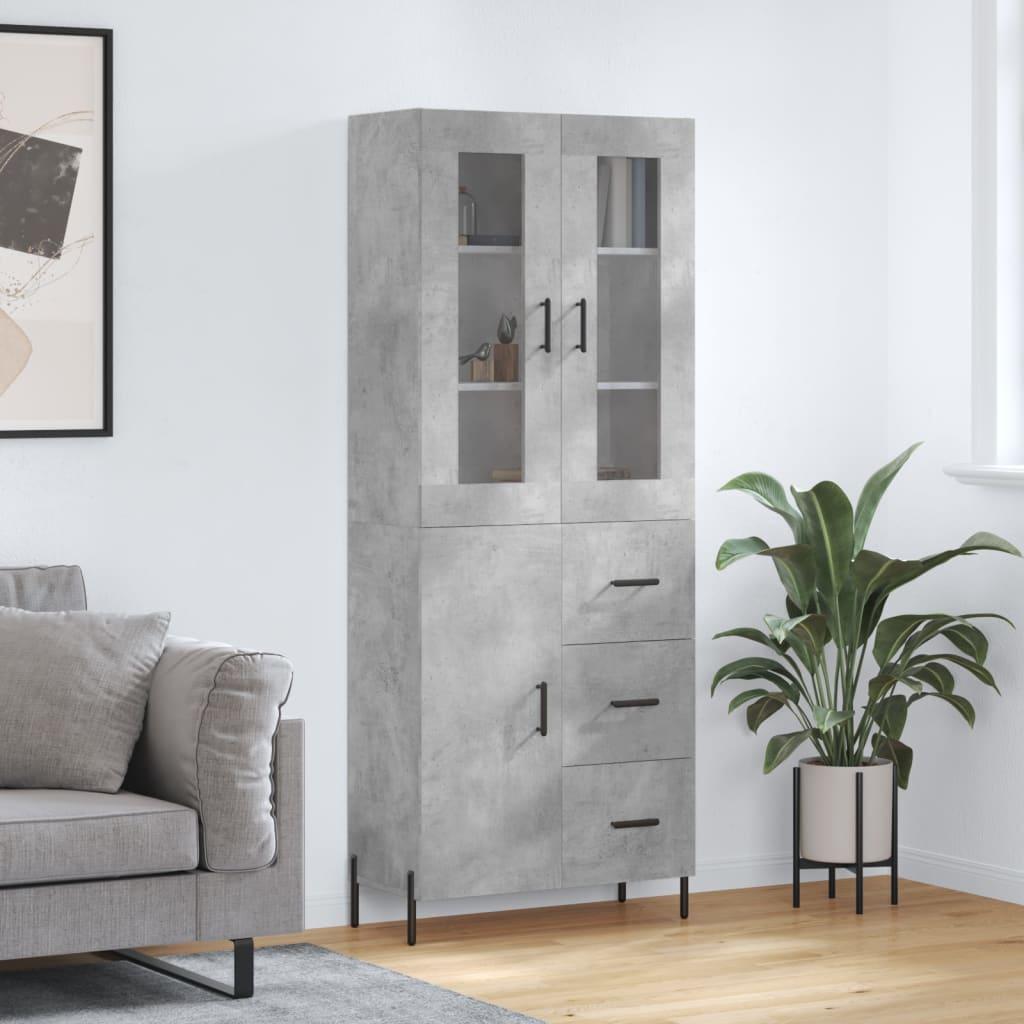 Højskab 69,5x34x180 cm konstrueret træ betongrå
