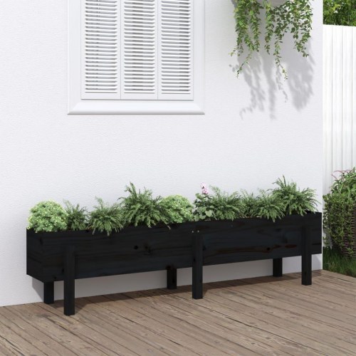 Højbed 160x30x38 cm massivt fyrretræ sort