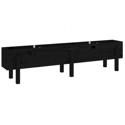 Højbed 160x30x38 cm massivt fyrretræ sort