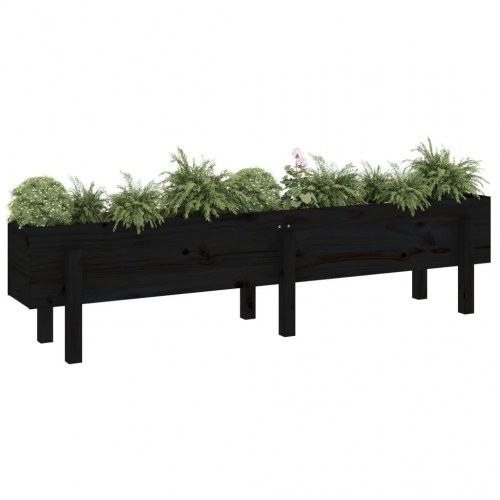 Højbed 160x30x38 cm massivt fyrretræ sort