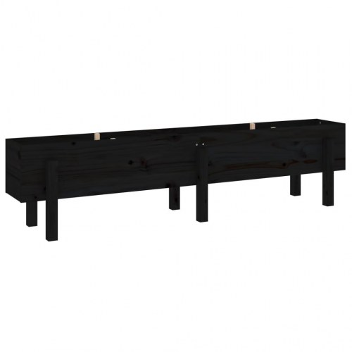 Højbed 160x30x38 cm massivt fyrretræ sort