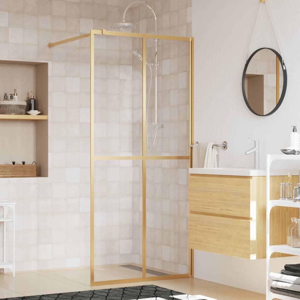 Brusevæg 80x195 cm klart sikkerhedsglas guldfarvet