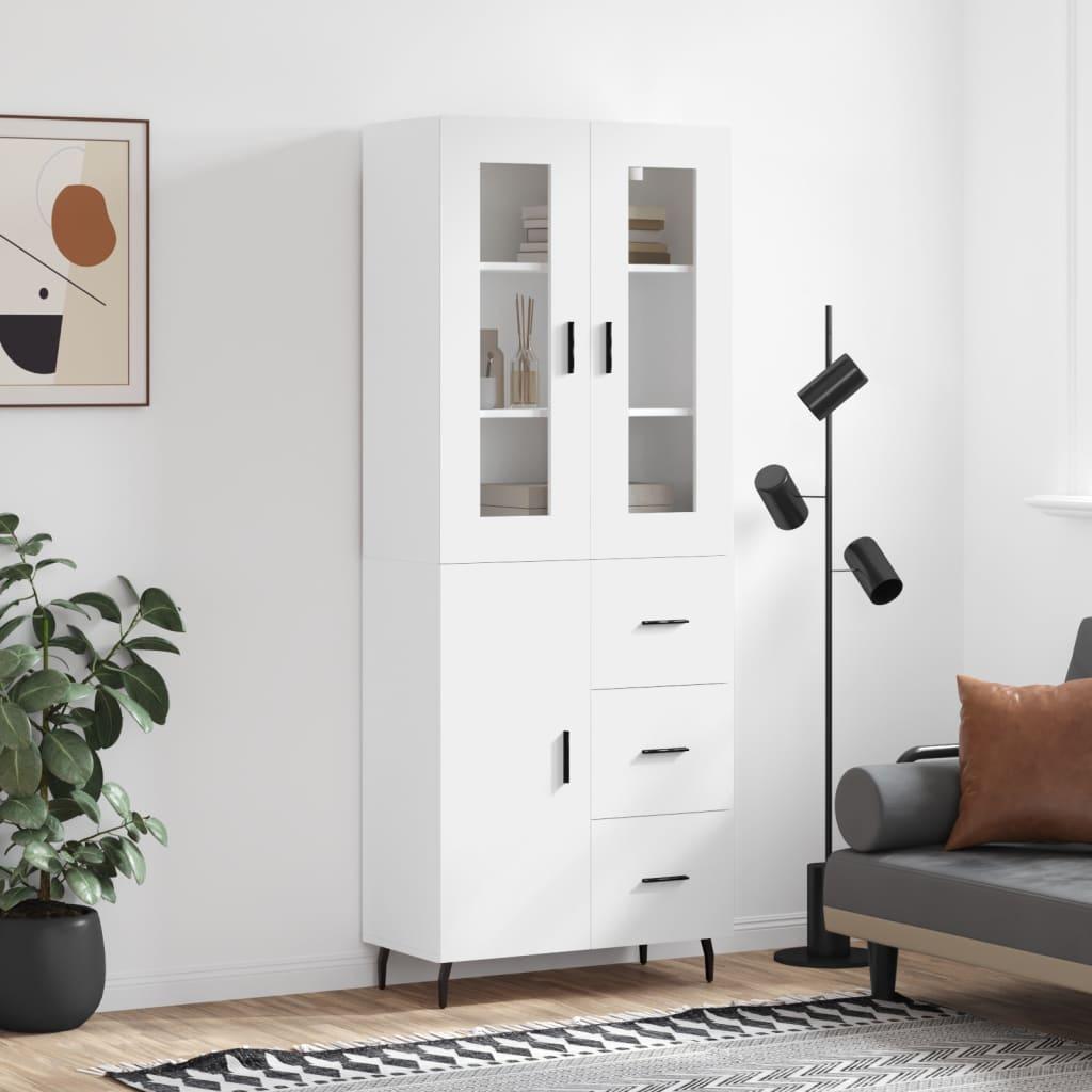 Højskab 69,5x34x180 cm konstrueret træ hvid