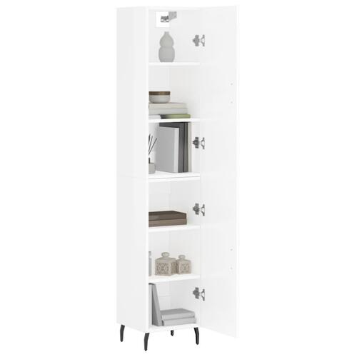 Skab 34,5x34x180 cm konstrueret træ hvid højglans