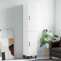 Skab 34,5x34x180 cm konstrueret træ hvid højglans