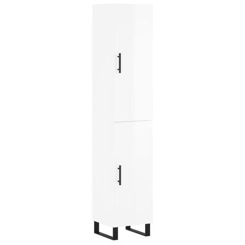 Skab 34,5x34x180 cm konstrueret træ hvid højglans