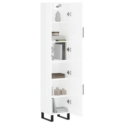 Skab 34,5x34x180 cm konstrueret træ hvid højglans