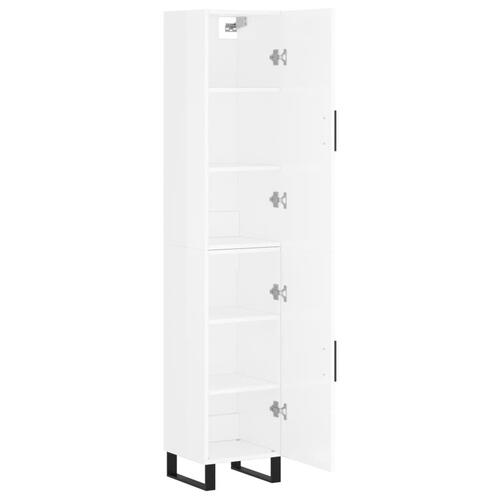 Skab 34,5x34x180 cm konstrueret træ hvid højglans
