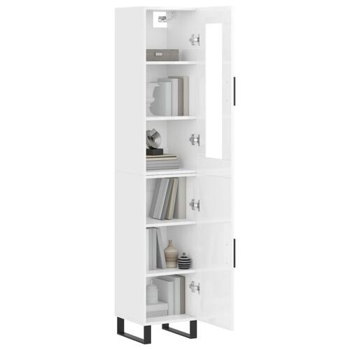 Skab 34,5x34x180 cm konstrueret træ hvid højglans